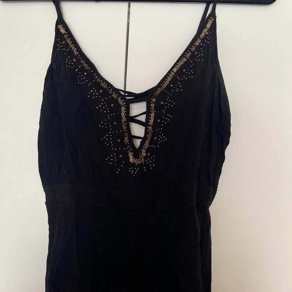 Forever 21 Gold Embellished Black Tank